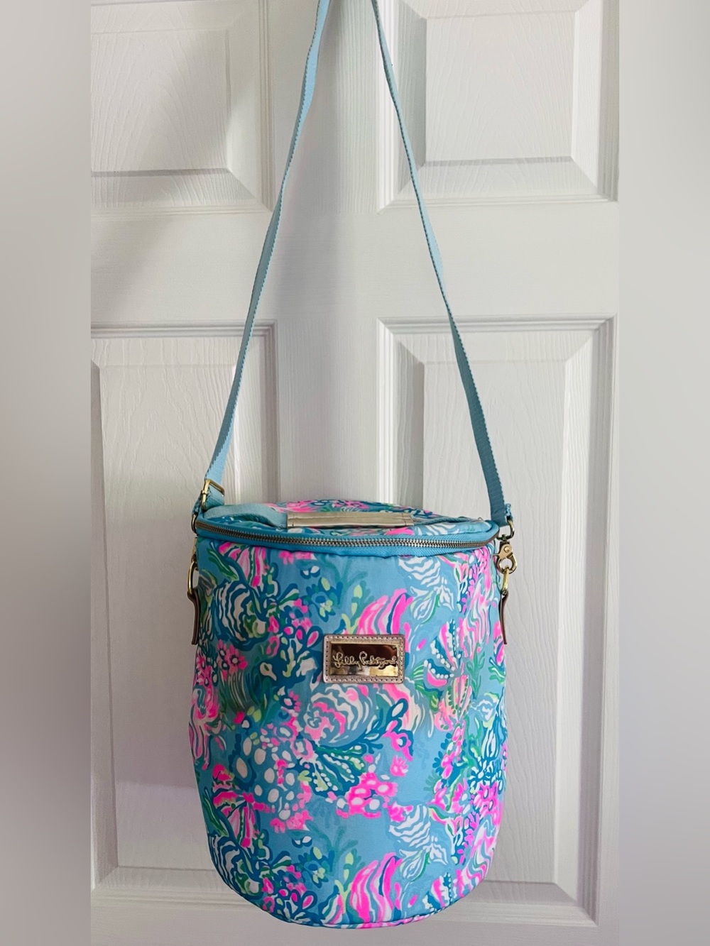 Lilly Pulitzer Aqua Floral Cosmetic Crossbody Bag